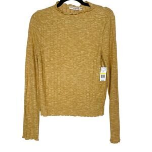 New Chance or Fate Medium Pumpkin Spice Orange Mock Neck Long Sleeve Ribbed Top